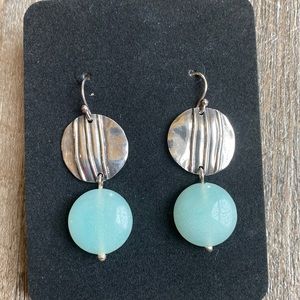 Earrings Sterling Sliver with Blue Quartzite on French Wire
